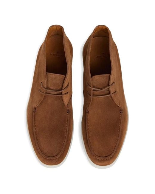 Hackett Brown Martins Suede Boat Shoes for men