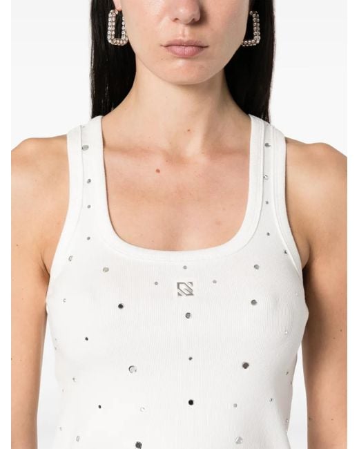 GIUSEPPE DI MORABITO White Crystal-Embellished Tank Top