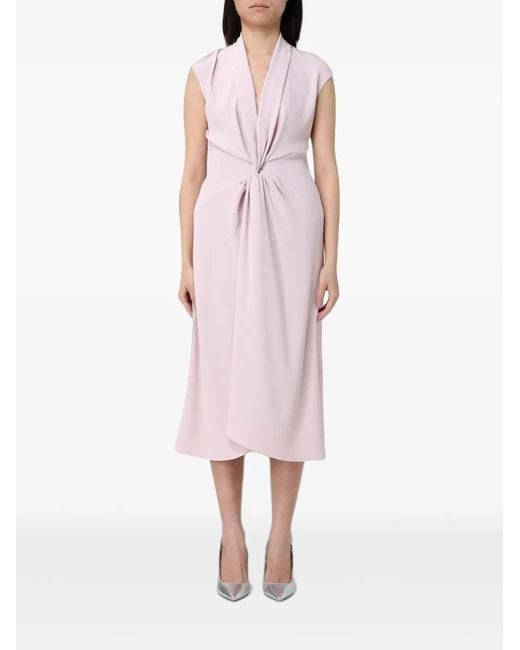 Hanita Pink Twisted-Waist Midi Dress