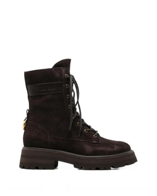 Michael Kors Black Caleb Suede Combat Boots