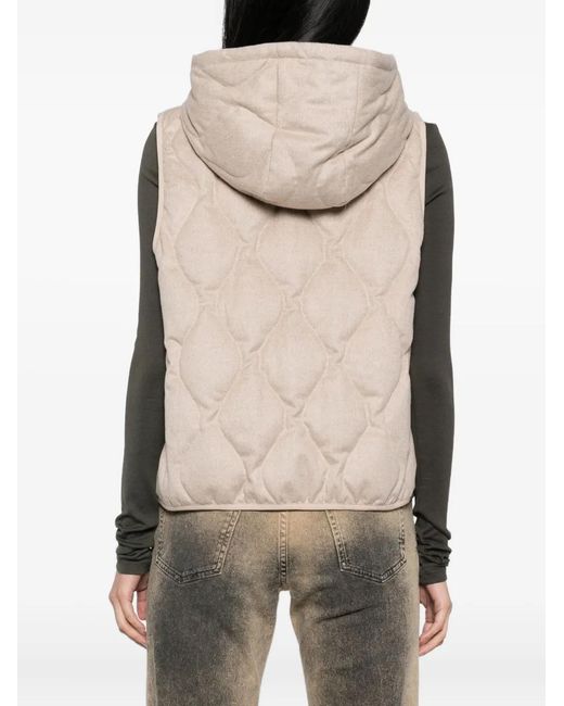 N.Peal Cashmere Natural Padded Hood Gilet