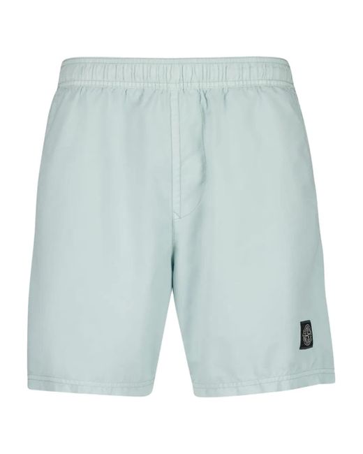 Stone Island Blue B100B09 Elasticated-Waistband Swim Shorts for men