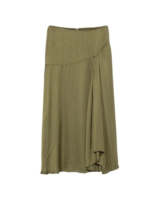 Essentiel Antwerp Green Draped-Detail Skirt