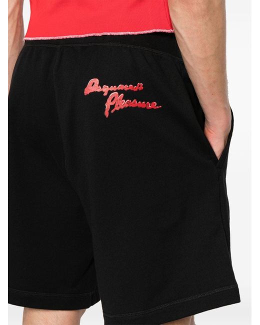 DSquared² Black Logo-print Cotton Track Shorts for men
