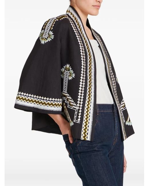 Temperley London Black Veste En Lin À Broderies