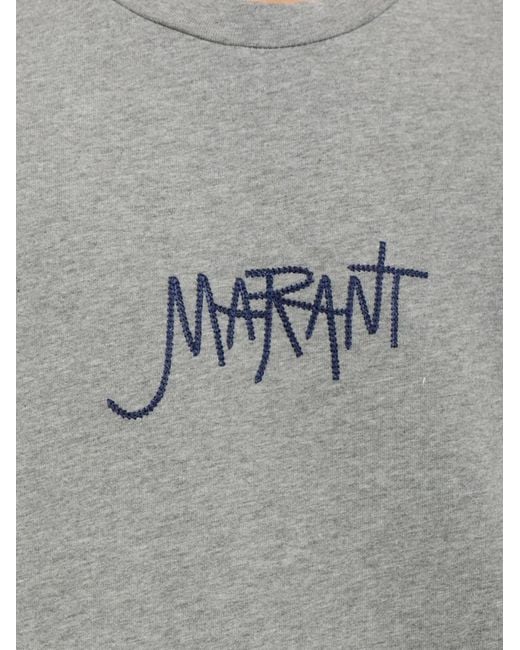 Isabel Marant Gray Honore Logo-Embroidered T-Shirt for men