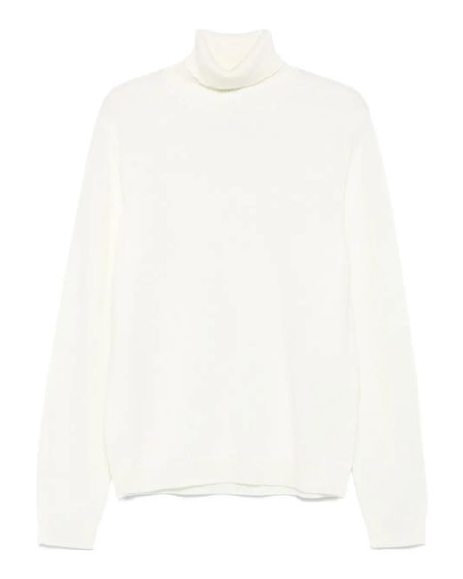 Roberto Collina White Turtleneck Merino Wool Sweater for men