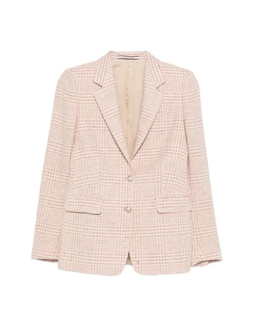 Tagliatore Pink Checked Single-Breasted Blazer