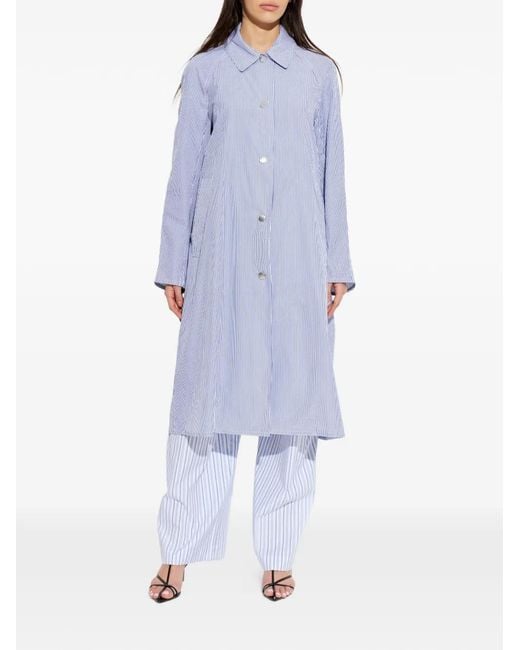 Rag & Bone Blue Manteau Rayé À Boutons