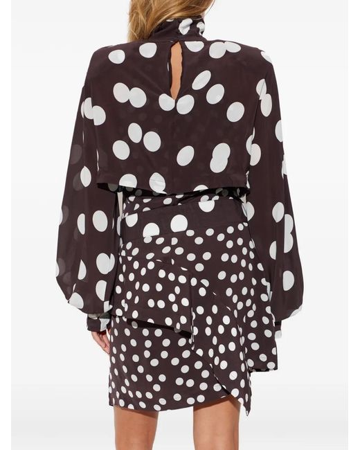 IRO White Damelia Polka-Dot Asymmetric Mini Dress