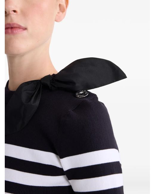 Patou Blue Striped Bow-Detail Knitted T-Shirt