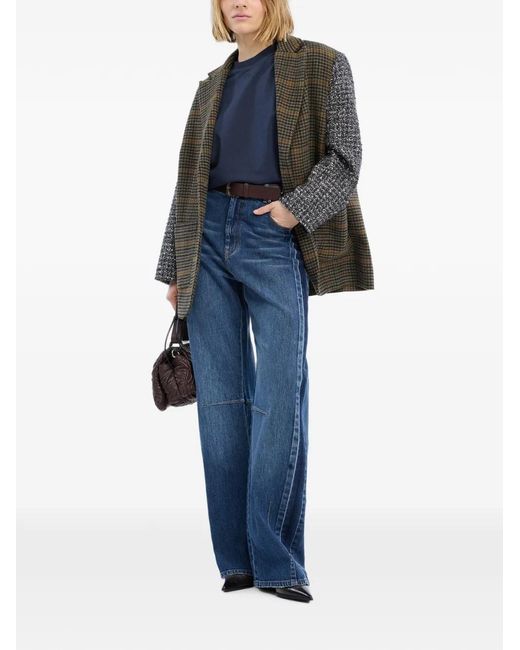 Munthe Brown Check-Pattern Sequin-Embellished Jacket