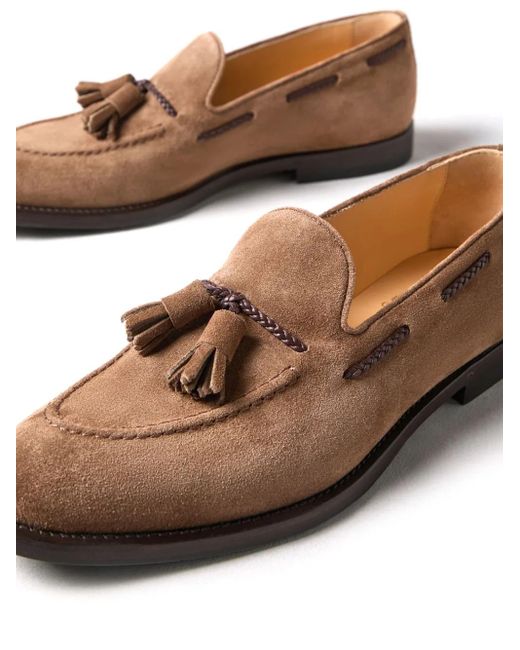 メンズ Brunello Cucinelli タッセル スエードローファー Brown