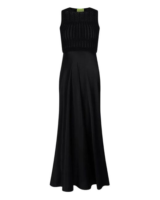 Shanghai Tang Black Satin Midi Dress