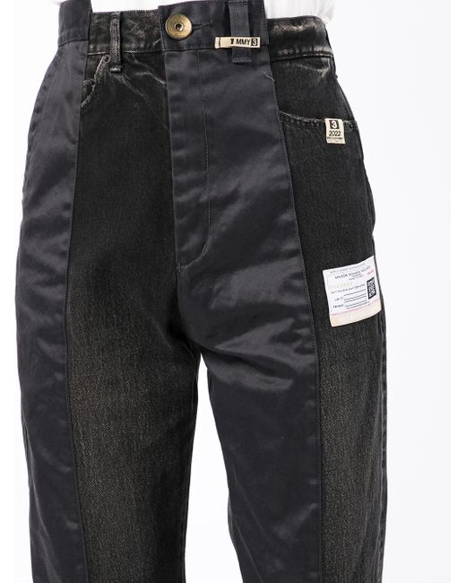Maison Mihara Yasuhiro Black Panelled Straight-Leg Jeans for men