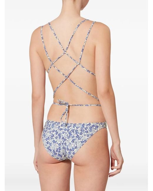 Isabel Marant Blue Maillot De Bain Tenisia À Fleurs À Bretelles Croisées