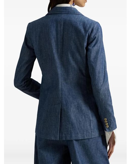 Polo Ralph Lauren Blue Single-Breasted Chambray Blazer