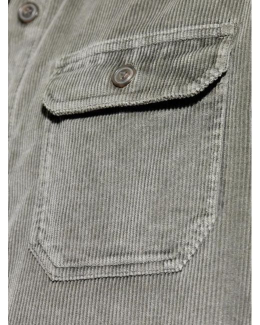 Paul & Shark Gray Corduroy Double-Pocket Shirt for men