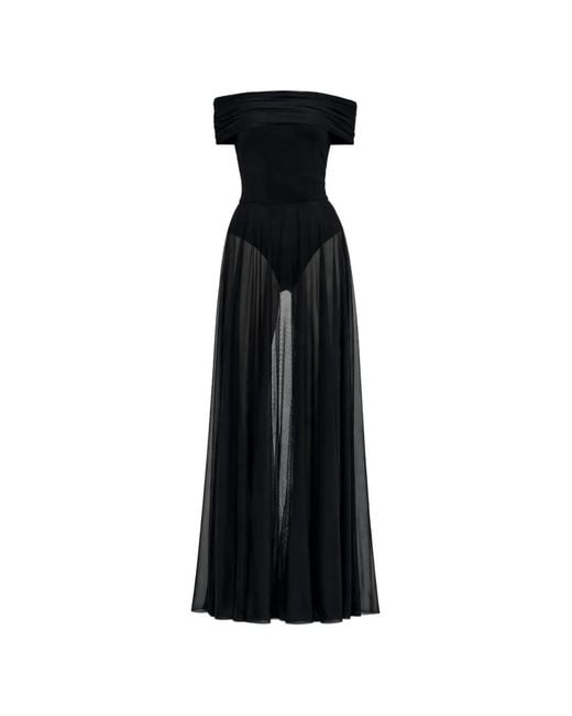 Norma Kamali Black Off The Shoulder Maxi Dress