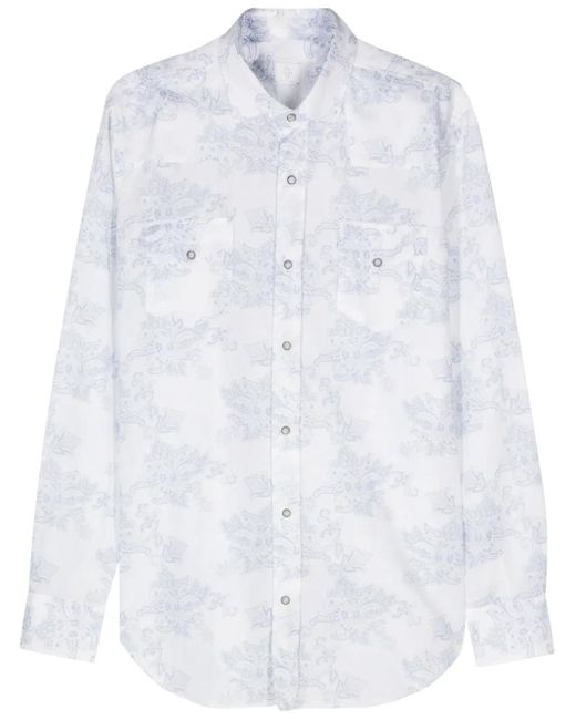 Camicia A Fiori di Eleventy in White da Uomo