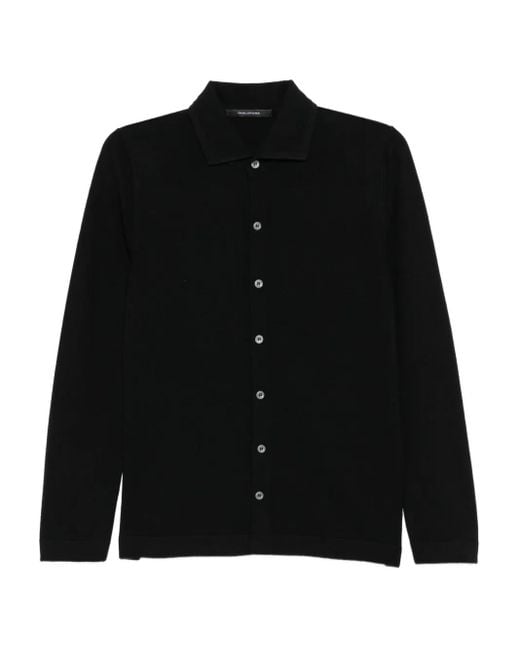Tagliatore Black Buttoned Shirt for men