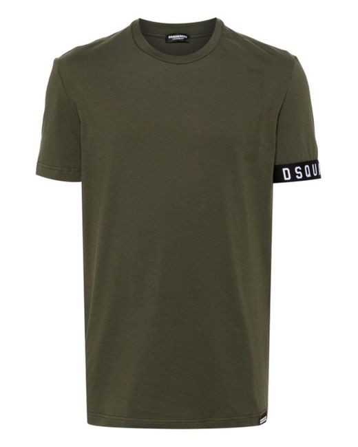 DSquared² Green Logo-trim T-shirt for men
