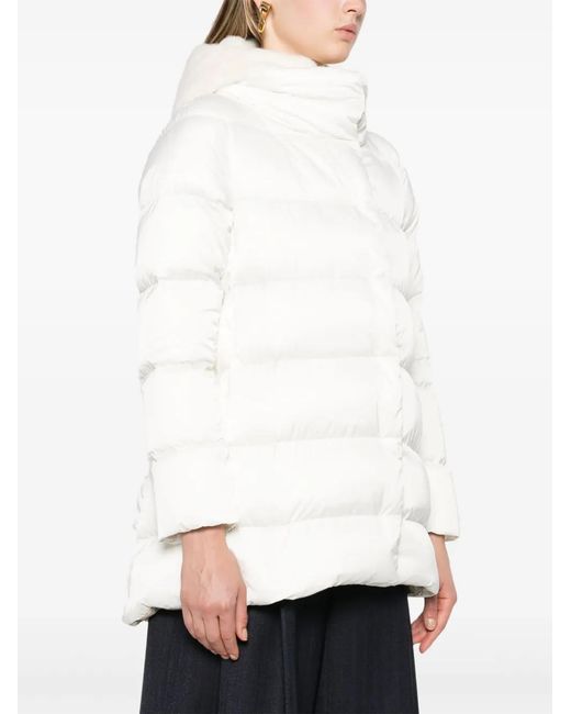 Herno White Layered Puffer Coat