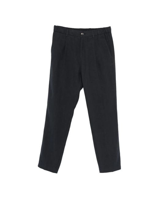 Herno Black Button Pleated Trousers for men