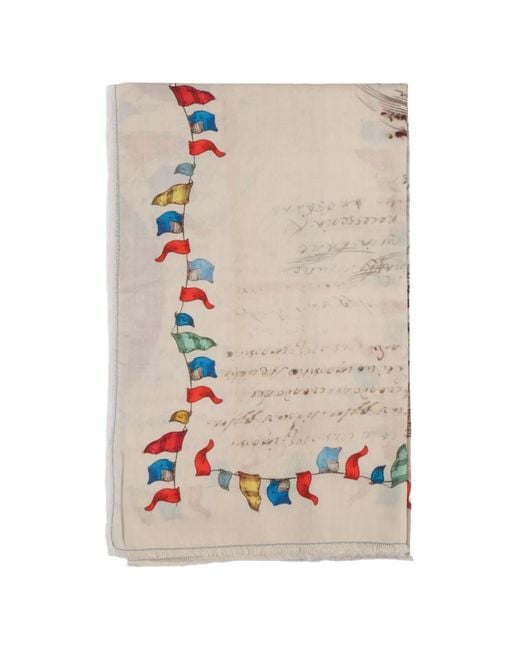 Faliero Sarti White Little Baloon Flag-Print Scarf