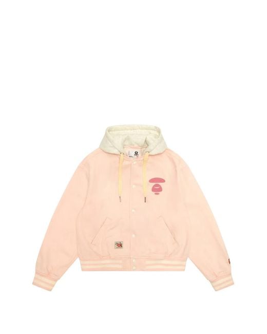 Aape By A Bathing Ape Pink Hooded Graphic Jacket