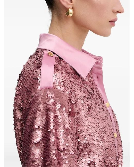 Marciano Pink Kaia Sequinned Belted Shirt