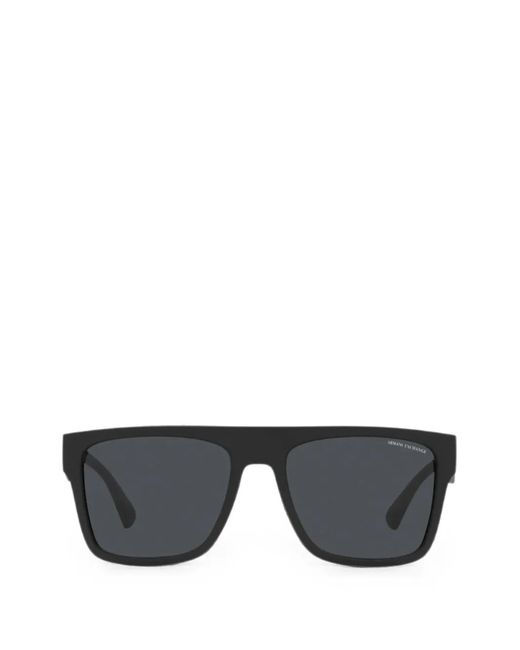 ARMANI EXCHANGE Black Rectangle-Frame Logo-Print Sunglasses for men