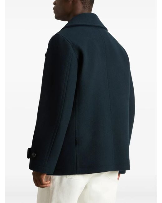 Woolrich Blue Melton Coat for men