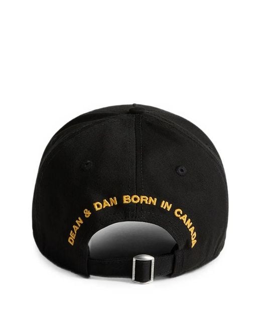 DSquared² Black Distressed Logo-Patch Baseball Cap