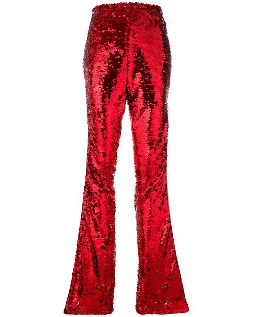 Faith Connexion Red High-waisted Sequin Trousers