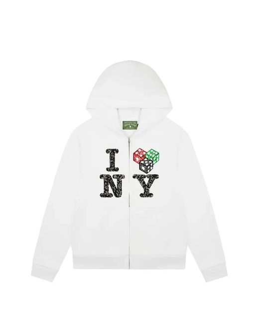 DENIM TEARS White Zip-Up Cee-Lo Hoodie for men