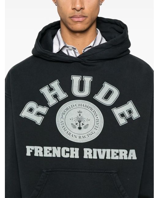 Rhude Black Classic French Riviera Hoodie For for men