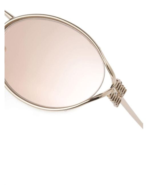 Miu Miu Pink Logo Oval-frame Sunglasses