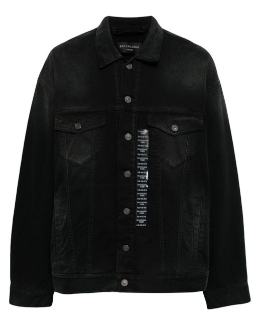 Balenciaga Black Appliqué-detail Denim Jacket