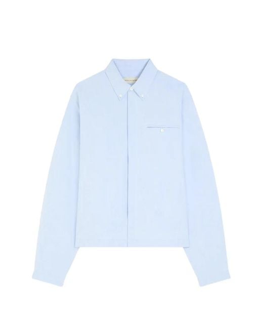 Dries Van Noten Blue Cropped Cotton Shirt for men