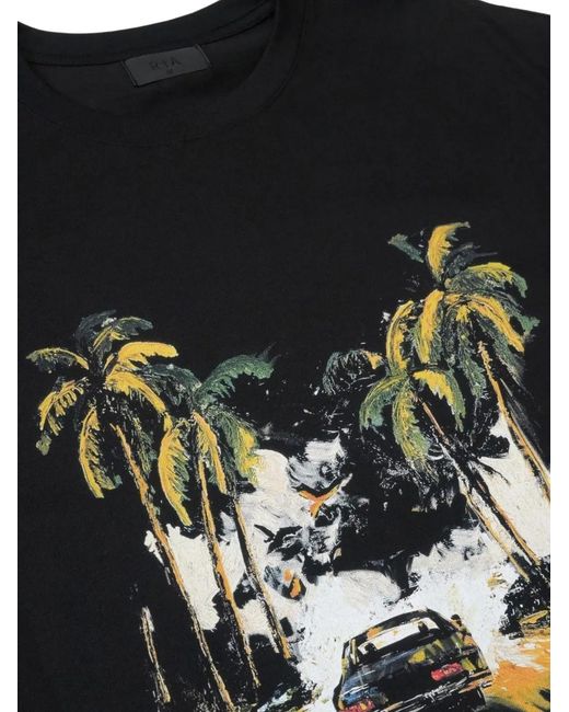RTA Black Colin Oversized Graphic T-Shirt for men