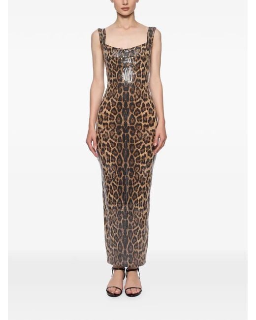 Atu Body Couture Brown Leopard-Print Midi Dress