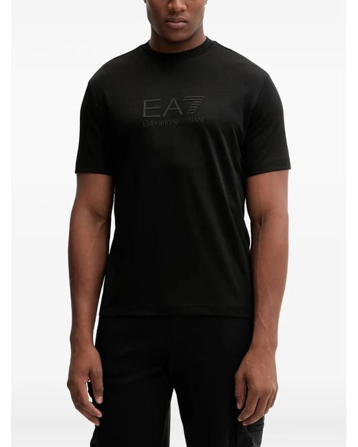 EA7 Black Logo-Print Crew-Neck T-Shirt for men