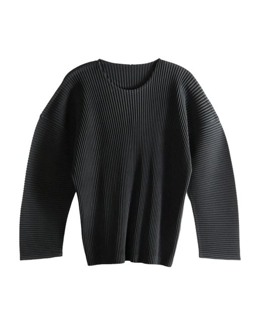 Homme Plissé Issey Miyake Black Pleated Hp58Jk093 T-Shirt for men