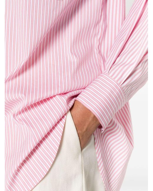 Maje Pink Clover-embroidered Striped Shirt