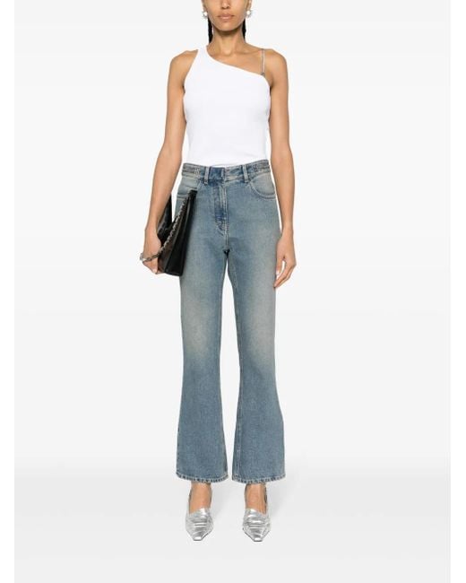 Givenchy Blue Cotton Boot Cut Jeans With 4G Chain