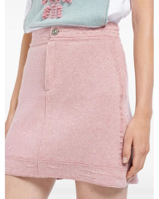 Barrie Pink Contrast-Stitch Mini Skirt