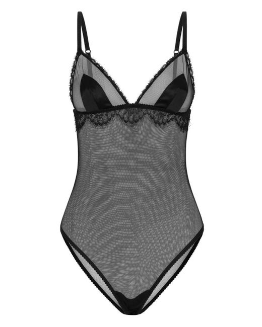 Body translúcido con detalles de encaje Dolce & Gabbana de color Black