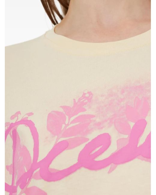 DIESEL Pink Logo Print T-Shirt