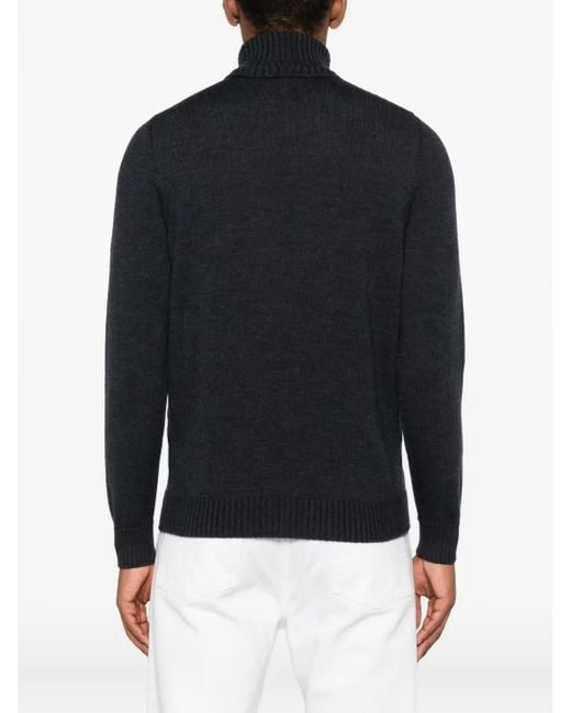 Drumohr Gerippter Rollkragenpullover in Black für Herren